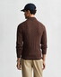 Gant Allover Cable Knit Cotton Half Zip Trui Brown Melange