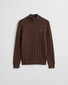 Gant Allover Cable Knit Cotton Half Zip Trui Brown Melange