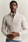 Gant Allover Cable Knit Cotton Half Zip Trui Clay Beige