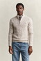 Gant Allover Cable Knit Cotton Half Zip Trui Clay Beige