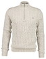 Gant Allover Cable Knit Cotton Half Zip Trui Clay Beige