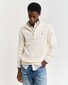 Gant Allover Cable Knit Cotton Half Zip Trui Cream
