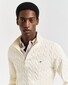 Gant Allover Cable Knit Cotton Half Zip Trui Cream