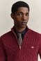 Gant Allover Cable Knit Cotton Half Zip Trui Deep Grape Wine