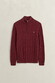 Gant Allover Cable Knit Cotton Half Zip Trui Deep Grape Wine