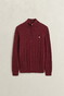 Gant Allover Cable Knit Cotton Half Zip Trui Deep Grape Wine