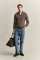 Gant Allover Cable Knit Cotton Half Zip Trui Faded Taupe