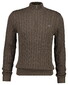 Gant Allover Cable Knit Cotton Half Zip Trui Faded Taupe