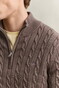 Gant Allover Cable Knit Cotton Half Zip Trui Faded Taupe