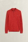 Gant Allover Cable Knit Cotton Half Zip Trui Maple Fire