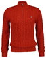 Gant Allover Cable Knit Cotton Half Zip Trui Maple Fire