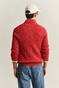 Gant Allover Cable Knit Cotton Half Zip Trui Maple Fire