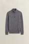 Gant Allover Cable Knit Cotton Half Zip Trui Midden Grijs