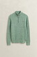 Gant Allover Cable Knit Cotton Half Zip Trui Soft Green Melange