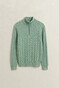 Gant Allover Cable Knit Cotton Half Zip Trui Soft Green Melange