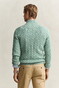 Gant Allover Cable Knit Cotton Half Zip Trui Soft Green Melange
