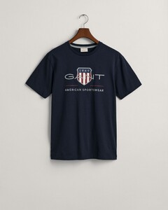 Gant Archive Graphic Chest Shield Print Crew Neck T-Shirt Evening Blue