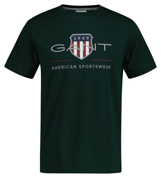 Gant Archive Graphic Chest Shield Print Crew Neck T-Shirt Tartan Green