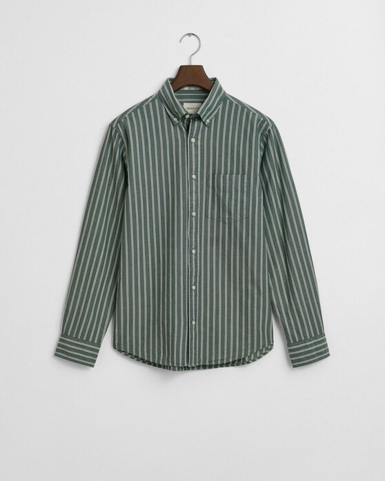 Gant Archive Organic Cotton Poplin Multi Stripe Overhemd Forest Green