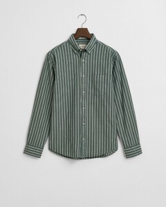 Gant Archive Organic Cotton Poplin Multi Stripe Shirt Forest Green