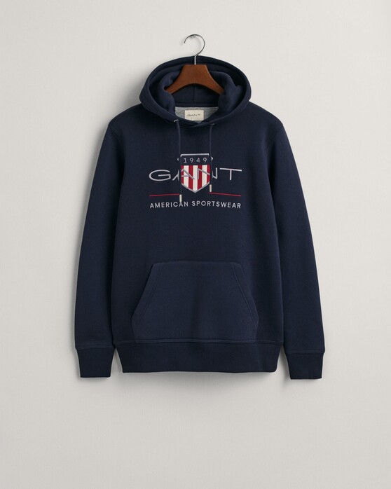 Gant Archive Shield Embroidery Hoodie Trui Avond Blauw