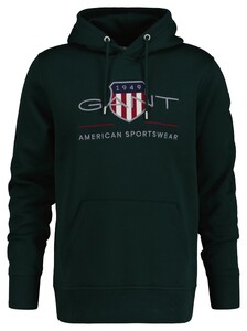 Gant Archive Shield Embroidery Hoodie Trui Tartan Green