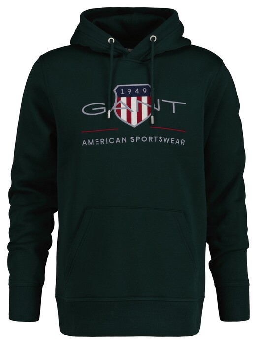 Gant Archive Shield Embroidery Hoodie Trui Tartan Green