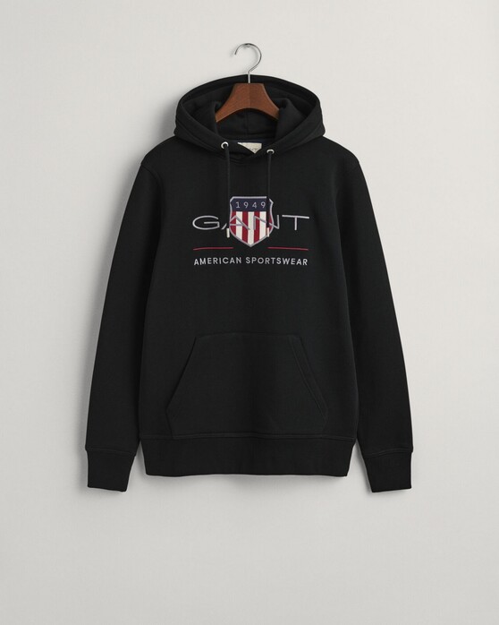 Gant Archive Shield Embroidery Hoodie Trui Zwart