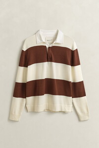 Gant Barstriped Cotton Polo Pullover Trui Cream