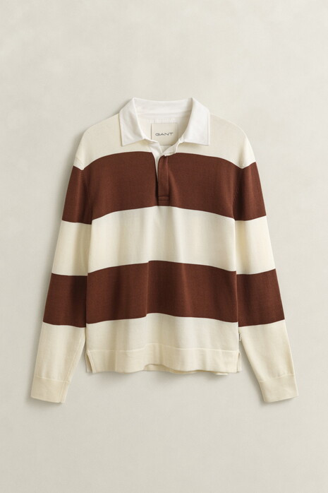 Gant Barstriped Cotton Polo Pullover Trui Cream