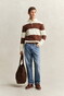 Gant Barstriped Cotton Polo Pullover Trui Cream