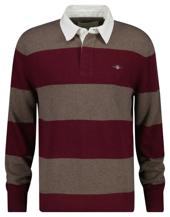 Gant Barstriped Lambswool Rugger Pullover Deep Grape Wine