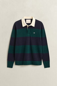 Gant Barstriped Lambswool Rugger Trui Dark Emerald