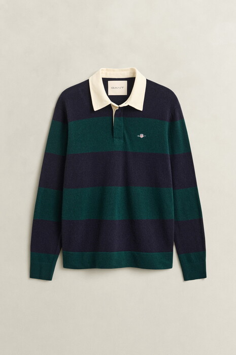 Gant Barstriped Lambswool Rugger Trui Dark Emerald