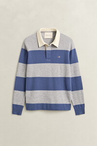 Gant Barstriped Lambswool Rugger Trui Grijs Melange