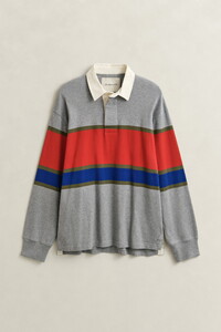 Gant Blocked Stripe Heavy Rugger Pullover Grey Melange