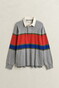 Gant Blocked Stripe Heavy Rugger Trui Grijs Melange