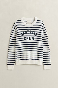 Gant Breton Stripe Graphic Crew Neck Pullover Eggshell