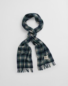 Gant Cashmere Blend Tartan Check Sjaal Avond Blauw