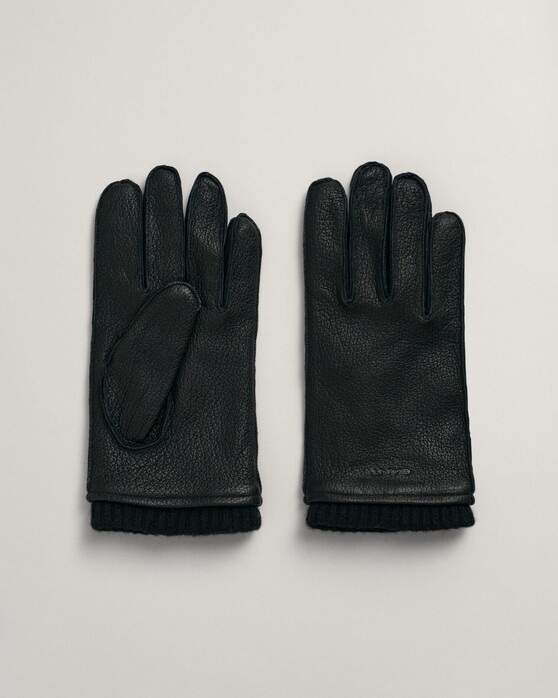Gant Cashmere Lined Leather Gloves Black