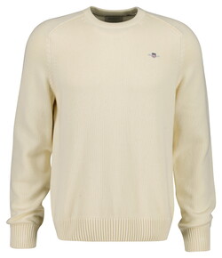 Gant Casual Cotton Crew Neck Trui Cream