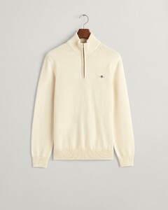 Gant Casual Cotton Half Zip Rib Endings Pullover Crème