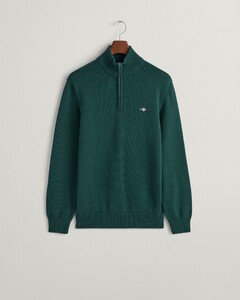 Gant Casual Cotton Half Zip Rib Endings Pullover Green