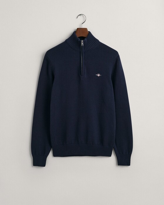 Gant Casual Cotton Half Zip Rib Endings Trui Avond Blauw