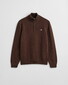 Gant Casual Cotton Half Zip Rib Endings Trui Brown Melange
