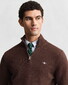 Gant Casual Cotton Half Zip Rib Endings Trui Brown Melange