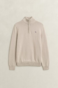 Gant Casual Cotton Half Zip Rib Endings Trui Clay Beige