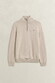 Gant Casual Cotton Half Zip Rib Endings Trui Clay Beige