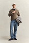 Gant Casual Cotton Half Zip Rib Endings Trui Dark Hazelnut Melange