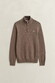 Gant Casual Cotton Half Zip Rib Endings Trui Dark Hazelnut Melange
